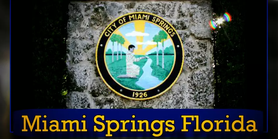 City of Miami Springs, Florida seal on a stone background with a discreet hint of a tow service emblem.