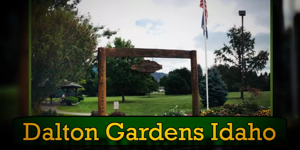 A wooden sign surrounded by greenery reads 